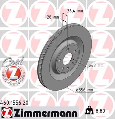 Zimmermann 460.1556.20 - Disco de freno www.parts5.com