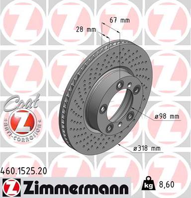 Zimmermann 460.1525.20 - Disc frana www.parts5.com