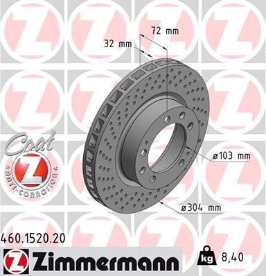 Zimmermann 460.1520.20 - Brzdový kotouč www.parts5.com