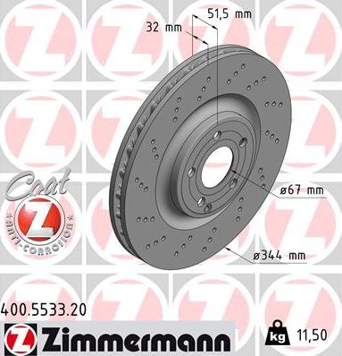 Zimmermann 400.5533.20 - Tarcza hamulcowa www.parts5.com