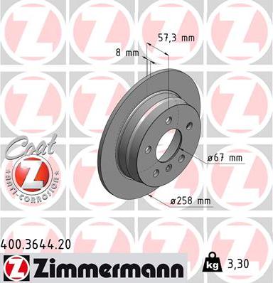 Zimmermann 400.3644.20 - Disco de freno www.parts5.com