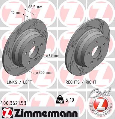 Zimmermann 400.3621.53 - Тормозной диск www.parts5.com