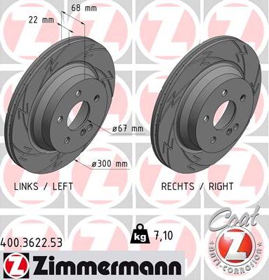 Zimmermann 400.3622.53 - Tarcza hamulcowa www.parts5.com