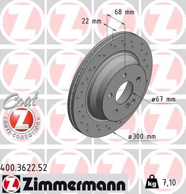 Zimmermann 400.3622.52 - Brzdový kotúč www.parts5.com