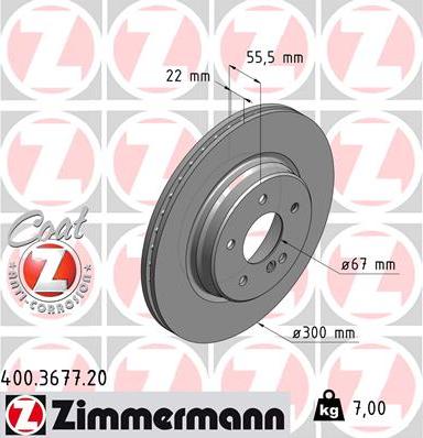 Zimmermann 400.3677.20 - Tarcza hamulcowa www.parts5.com