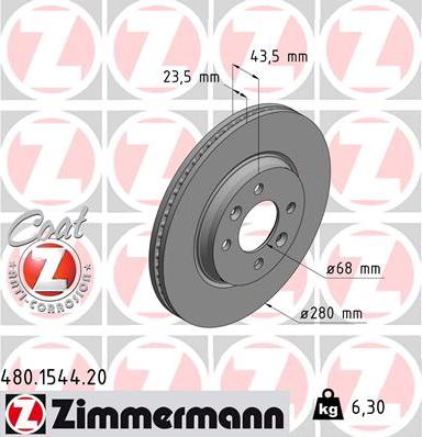 Zimmermann 480.1544.20 - Brake Disc www.parts5.com