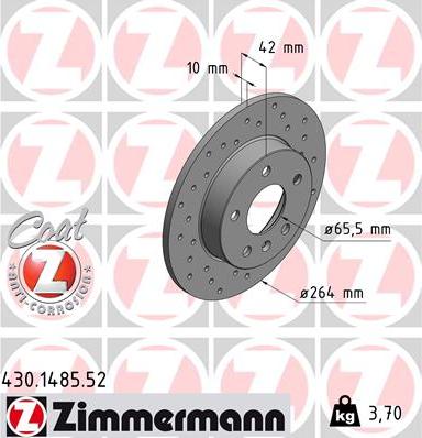 Zimmermann 430.1485.52 - Disc frana www.parts5.com