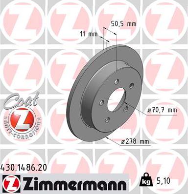 Zimmermann 430.1486.20 - Disco de freno www.parts5.com