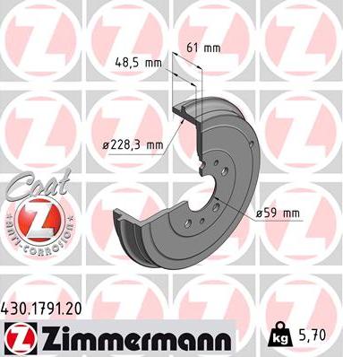 Zimmermann 430.1791.20 - Tambur frana www.parts5.com