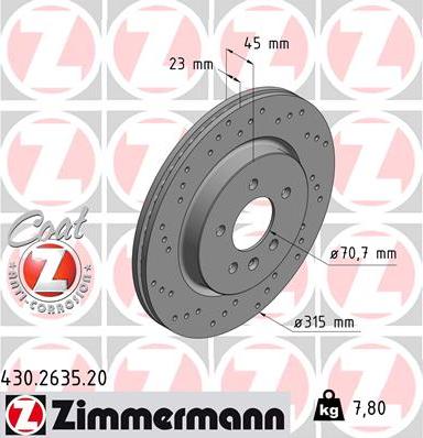 Zimmermann 430.2635.20 - Disc frana www.parts5.com