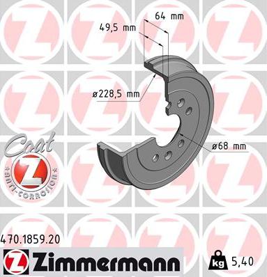 Zimmermann 470.1859.20 - Тормозной барабан www.parts5.com