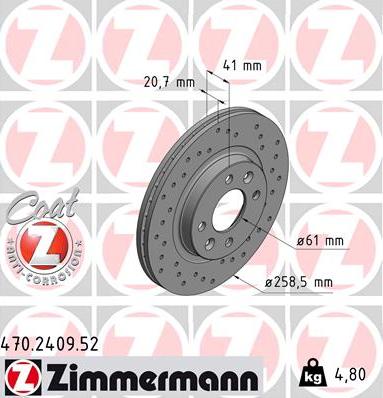 Zimmermann 470.2409.52 - Brake Disc parts5.com