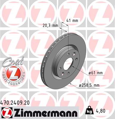 Zimmermann 470.2409.20 - Disc frana www.parts5.com