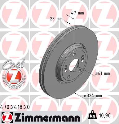 Zimmermann 470.2418.20 - Тормозной диск www.parts5.com