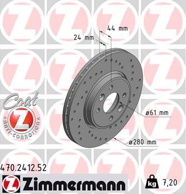 Zimmermann 470.2412.52 - Brzdový kotouč www.parts5.com