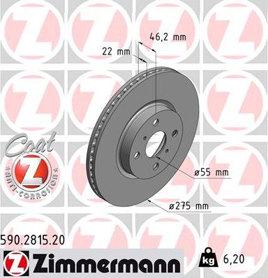 Zimmermann 590.2815.20 - Kočioni disk www.parts5.com