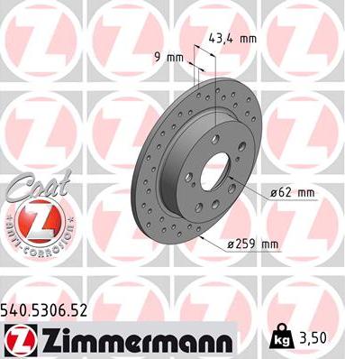 Zimmermann 540.5306.52 - Brake Disc www.parts5.com