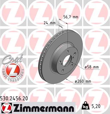 Zimmermann 530.2456.20 - Disc frana www.parts5.com