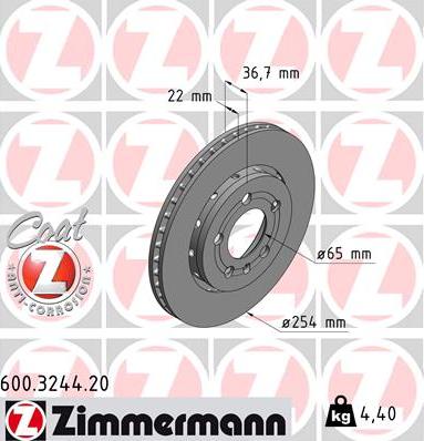 Zimmermann 600.3244.20 - Disc frana www.parts5.com