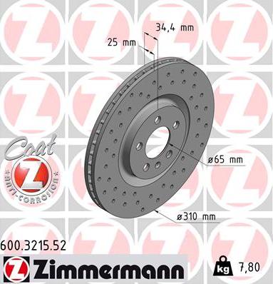 Zimmermann 600.3215.52 - Disc frana www.parts5.com