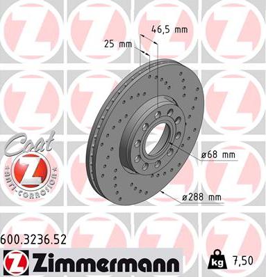 Zimmermann 600.3236.52 - Δισκόπλακα www.parts5.com