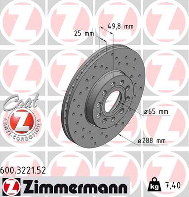 Zimmermann 600.3221.52 - Féktárcsa www.parts5.com