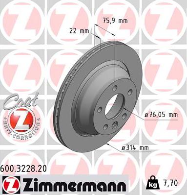 Zimmermann 600.3228.20 - Disc frana www.parts5.com