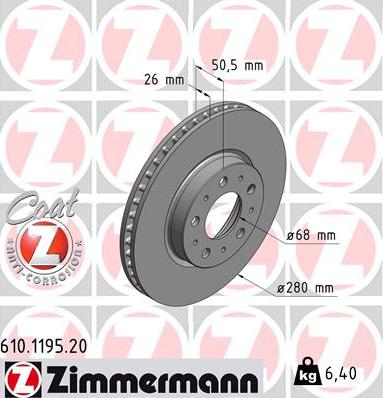 Zimmermann 610.1195.20 - Piduriketas www.parts5.com