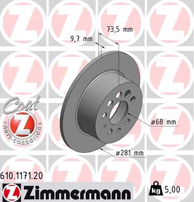 Zimmermann 610.1171.20 - Disc frana www.parts5.com