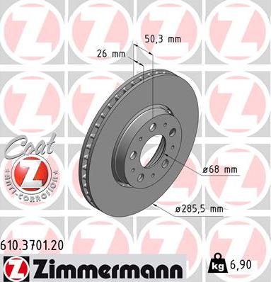 Zimmermann 610.3701.20 - Disc frana www.parts5.com