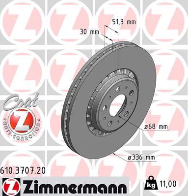 Zimmermann 610.3707.20 - Brake Disc www.parts5.com