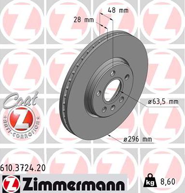 Zimmermann 610.3724.20 - Disc frana www.parts5.com