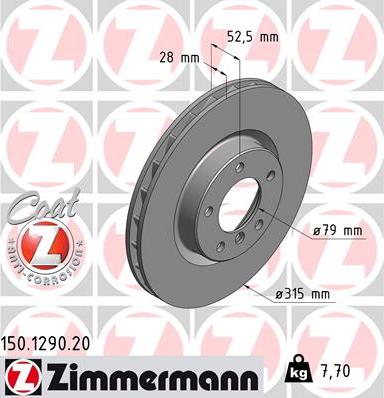 Zimmermann 150.1290.20 - Disc frana www.parts5.com