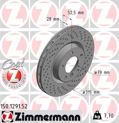 Zimmermann 150.1291.52 - Disc frana www.parts5.com