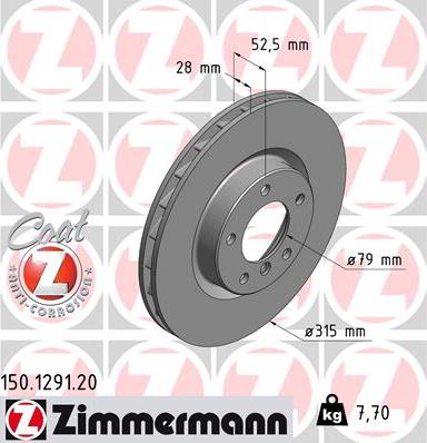 Zimmermann 150.1291.20 - Disc frana www.parts5.com