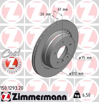 Zimmermann 150.1293.20 - Disc frana www.parts5.com