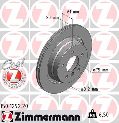 Zimmermann 150.1292.20 - Disc frana www.parts5.com