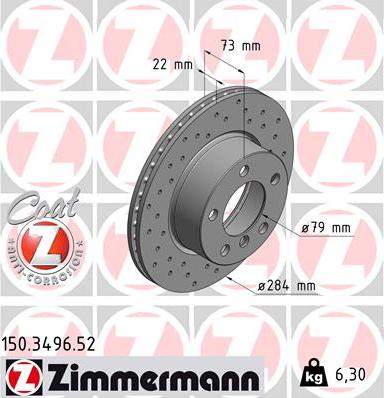 Zimmermann 150.3496.52 - Disc frana www.parts5.com