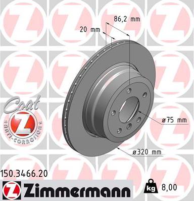 Zimmermann 150.3466.20 - Brake Disc www.parts5.com