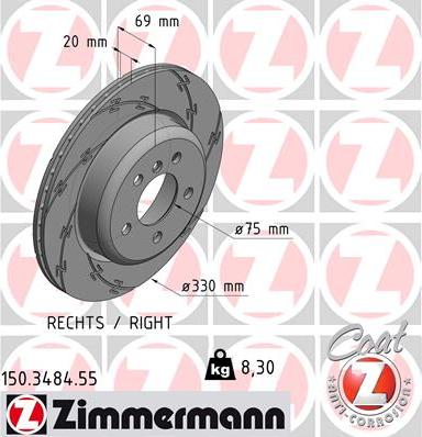 Zimmermann 150.3484.55 - Brake Disc parts5.com