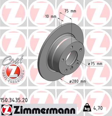 Zimmermann 150.3435.20 - Тормозной диск www.parts5.com