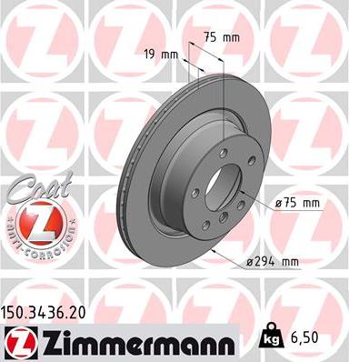 Zimmermann 150.3436.20 - Тормозной диск www.parts5.com