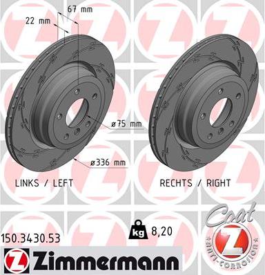 Zimmermann 150.3430.53 - Disco de freno www.parts5.com