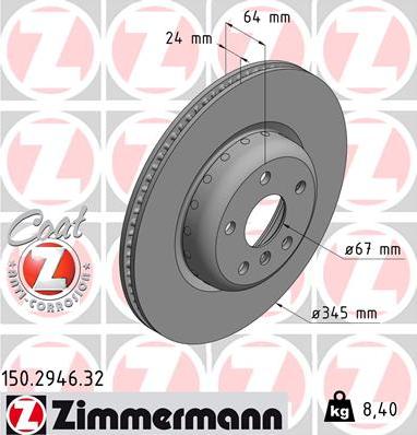 Zimmermann 150.2946.32 - Brake Disc www.parts5.com