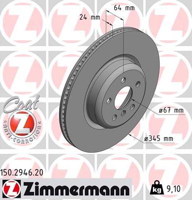 Zimmermann 150.2946.20 - Brake Disc www.parts5.com