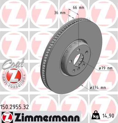 Zimmermann 150.2955.32 - Brake Disc www.parts5.com