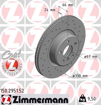 Zimmermann 150.2951.52 - Brake Disc www.parts5.com