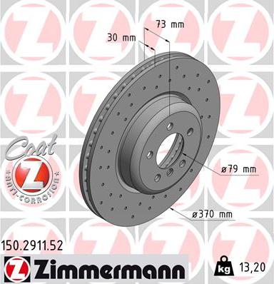 Zimmermann 150.2911.52 - Disco de freno parts5.com