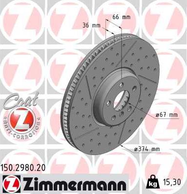 Zimmermann 150.2980.20 - Brake Disc www.parts5.com