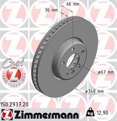 Zimmermann 150.2937.20 - Disc frana www.parts5.com